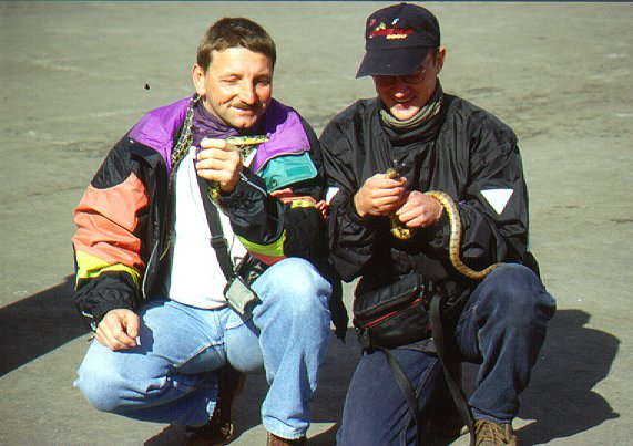 Carlo und Jürgen beschwören die Schlangen in Marakech