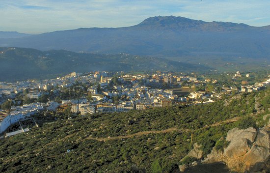 Blick aus unserem Hotelfenster auf Chefchaouen