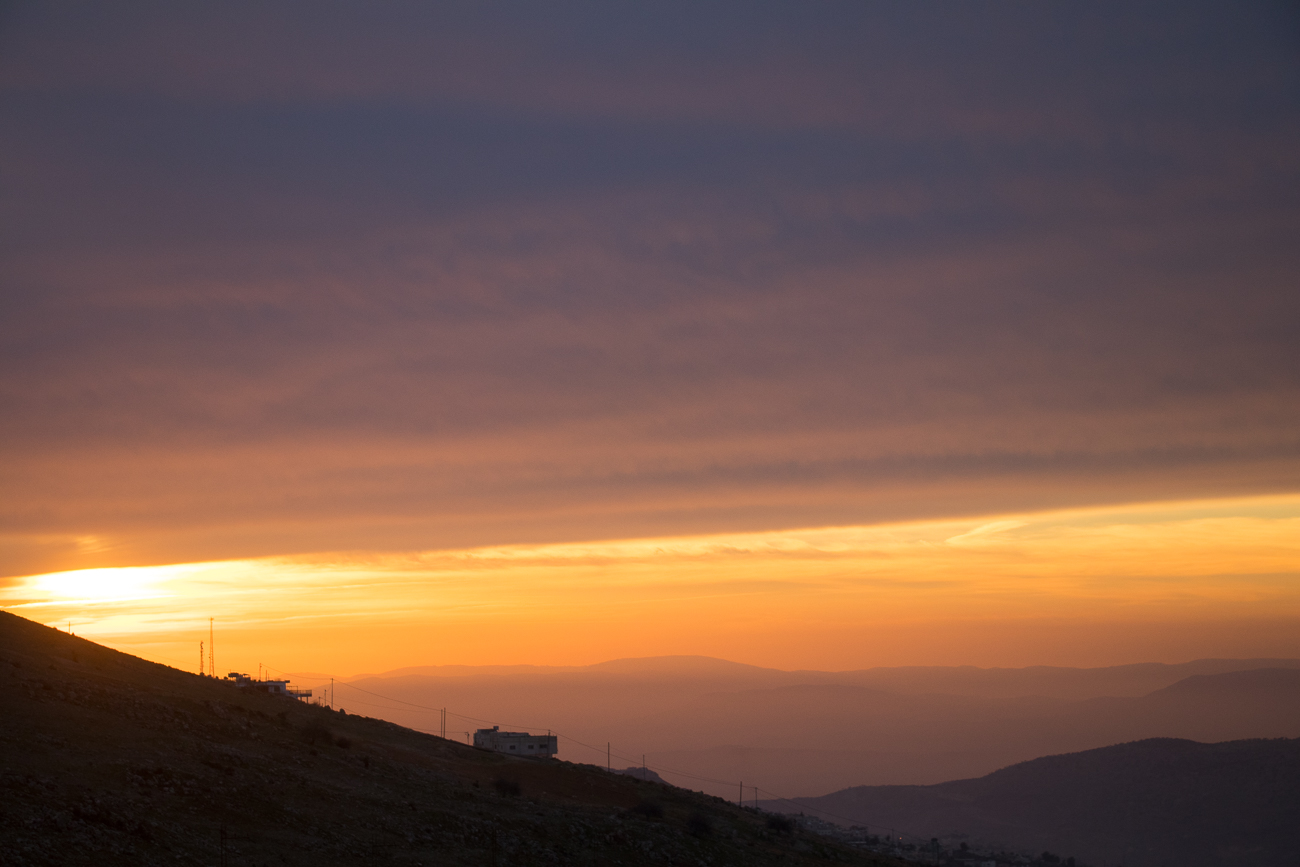 Sonnenuntergang bei der Rückfahrt nach Amman 