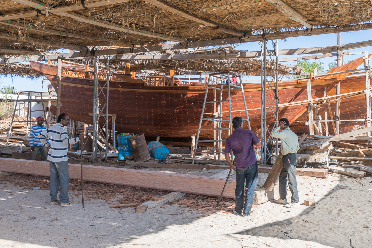 Kiellegung in einer Bootswerft