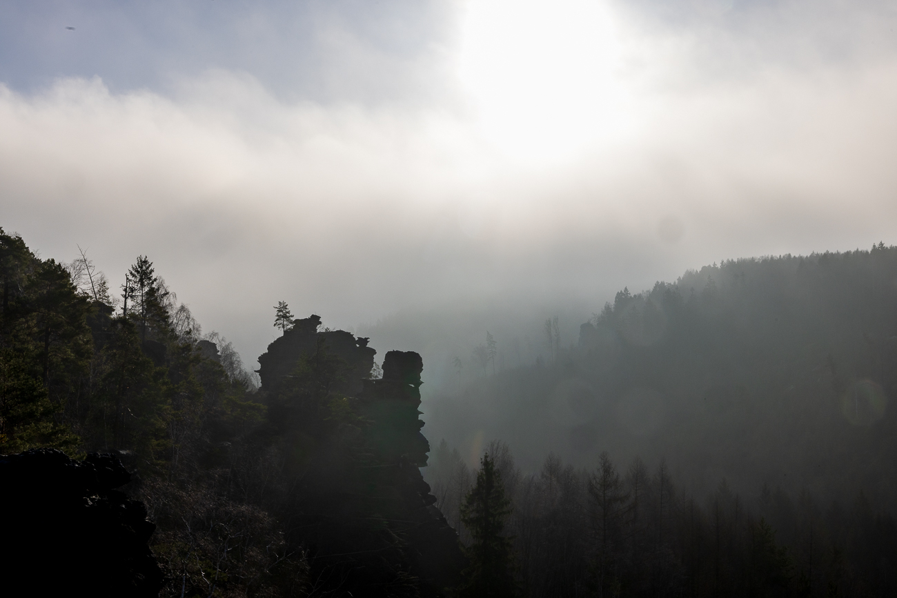 Blick in Richtung des Talverlaufs von der gleichen Stelle: Nebel!