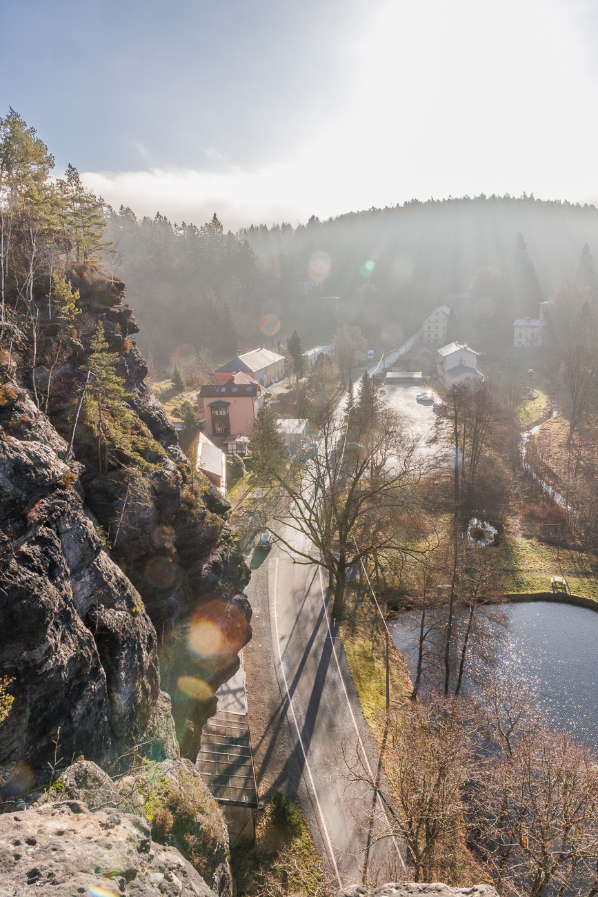 Blick vom Berthablick ins neblige Tal