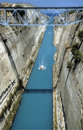Weiterfahrt nach Patras, wir passieren den Kanal von Korinth
