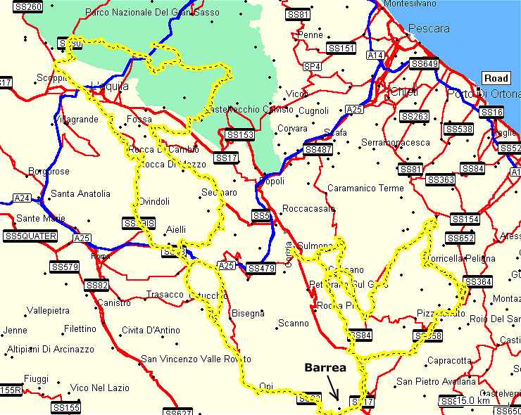 Landkartenausschnitt Abruzzen