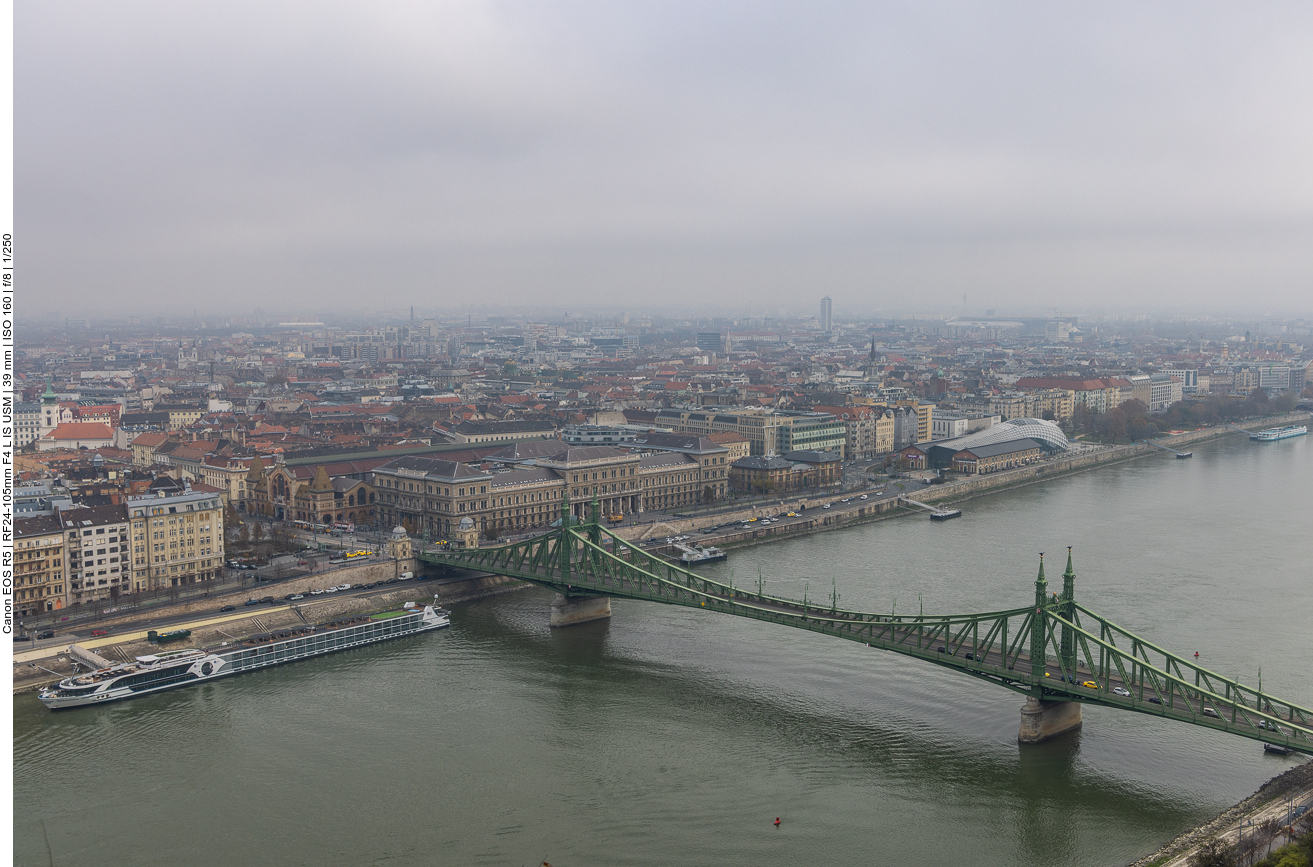 Blick vom Gellért-Berg auf die Freiheitsbrücke ...