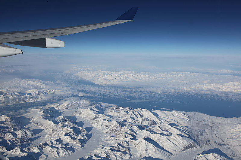 Hoch über den arktischen Gebieten Kanadas (Baffin Island, Nunavut, Northwest Territories)