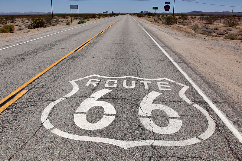 Ein Stück weit fahren wir auf der legendären Route 66