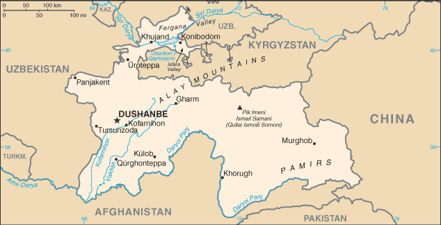 Landkarte Tadschikistan