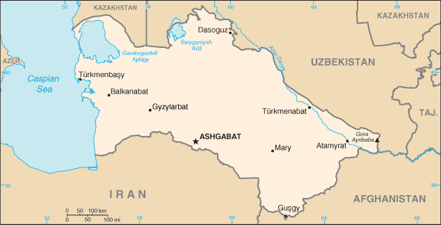 Landkarte Turkmenistan