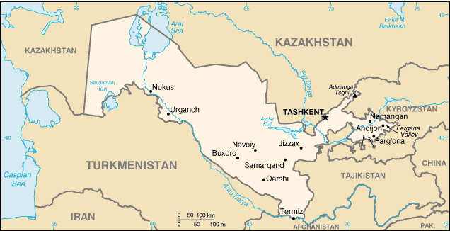 Landkarte Usbekistan